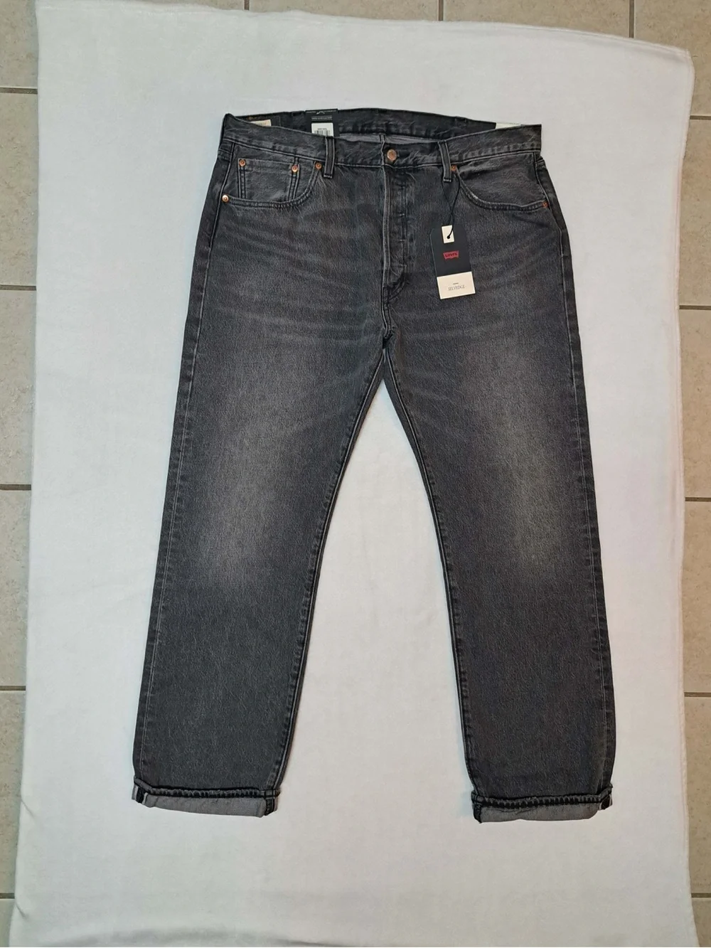 Levi's ® Original Selvedge Men's Jeans - Black Ash Grey - Men's size 38x32